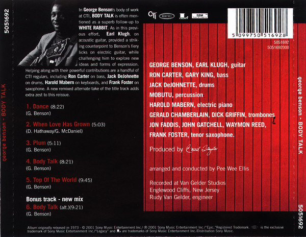 George Benson - Body Talk (CD, Album, RE, RM)