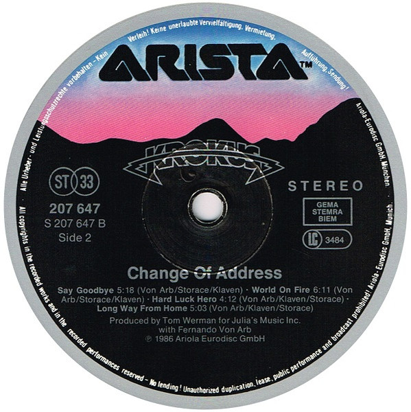 Krokus - Change Of Address (LP, Album)