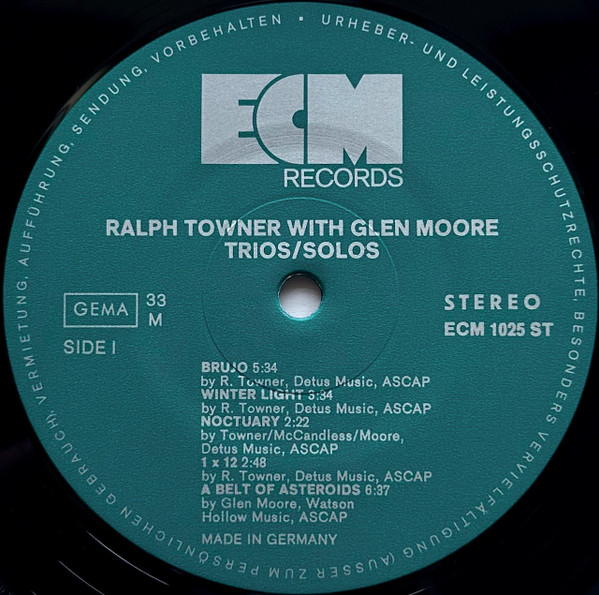 Ralph Towner With Glen Moore - Trios / Solos (LP, Album)