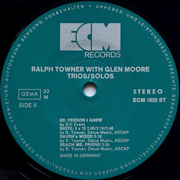 Ralph Towner With Glen Moore - Trios / Solos (LP, Album)