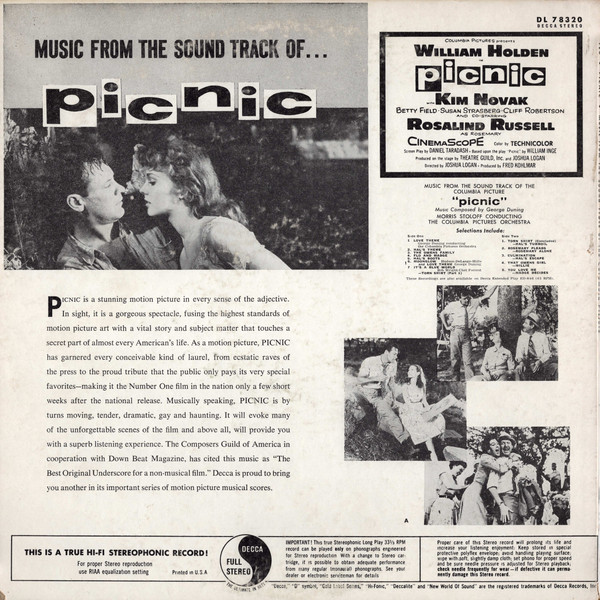 Morris Stoloff Conducting The Columbia Pictures Orchestra - Picnic: Music From The Sound Track Of The Columbia Picture (LP, Album)