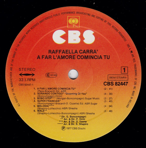 Raffaella Carrà - A Far L'Amore Comincia Tu (LP, Comp)