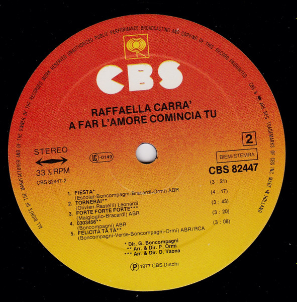 Raffaella Carrà - A Far L'Amore Comincia Tu (LP, Comp)