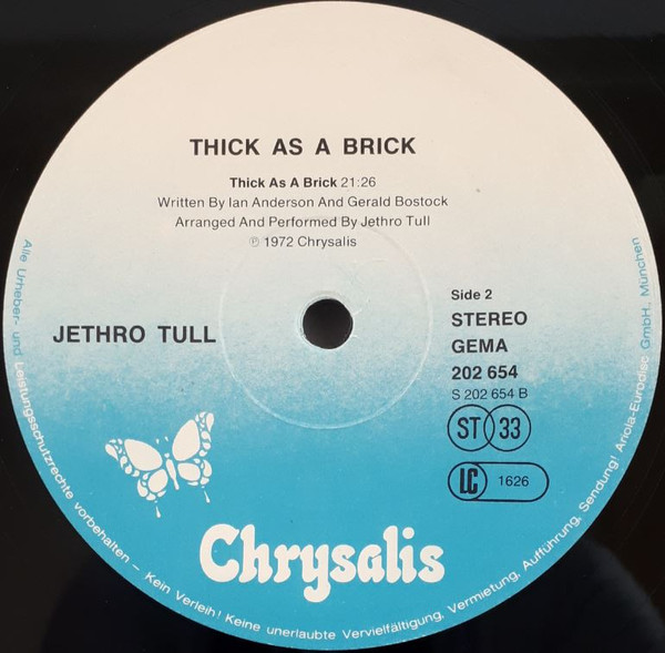Jethro Tull - Thick As A Brick (LP, Album, RE, Blu)