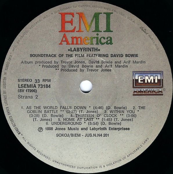 David Bowie / Trevor Jones - Labyrinth (From The Original Soundtrack Of The Jim Henson Film) (LP, Album)