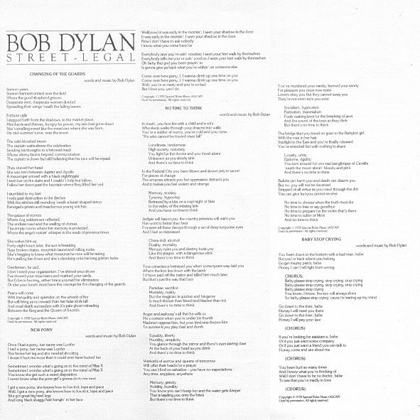 Bob Dylan - Street - Legal (LP, Album)