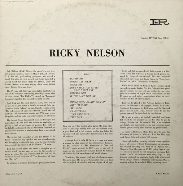 Ricky Nelson (2) - Ricky (LP, Album)