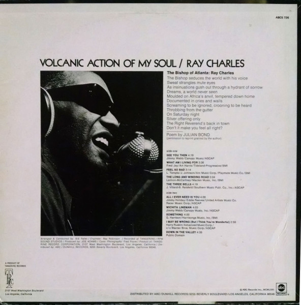 Ray Charles - Volcanic Action Of My Soul (LP, Album, Mon)
