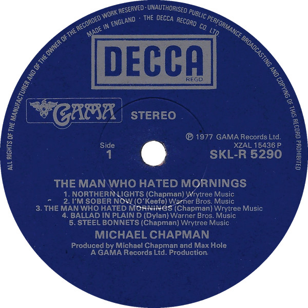 Michael Chapman (2) - The Man Who Hated Mornings (LP, Album)