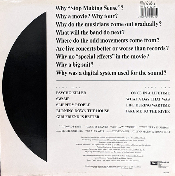 Talking Heads - Stop Making Sense (LP, Album)
