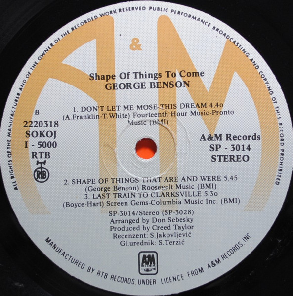 George Benson - Shape Of Things To Come (LP, Album, RE)