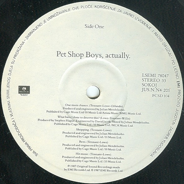 Pet Shop Boys - Actually (LP, Album)