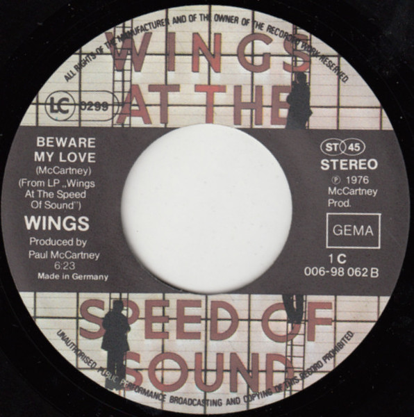 Wings (2) - Let 'Em In / Beware My Love (7