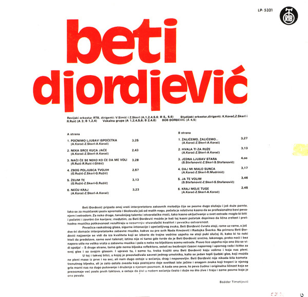 Beti* - Počnimo Ljubav Ispočetka (LP, Album, RE)