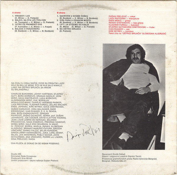 DuÅ¡an PreleviÄ‡ - Na OÅ¡trici BrijaÄa (LP, Album)