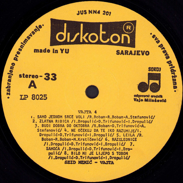 Vajta* - Vajta 4 (Veliki Uspjesi - 14 Hitova) (LP, Comp, Yel)