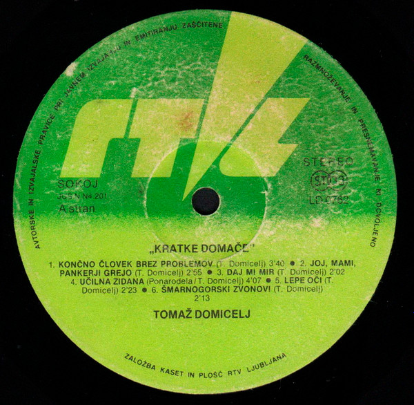 Tomaž Domicelj - Kratke Domače (LP, Album)