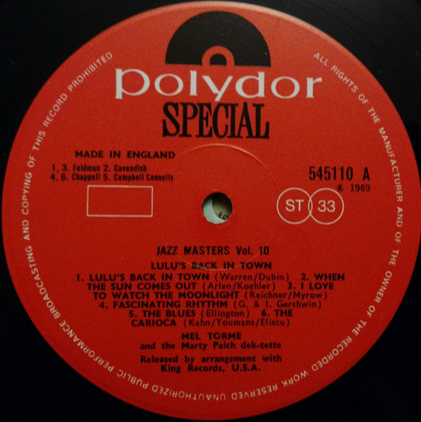 Mel Tormé With The Marty Paich Dektette* - Lulu's Back In Town (LP, Album, RE)