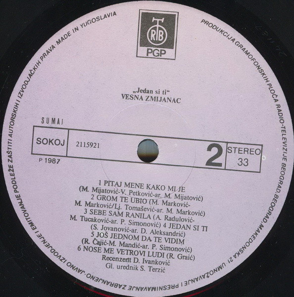 Vesna Zmijanac - Jedan Si Ti (LP, Album)