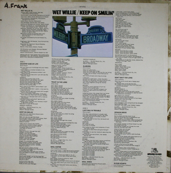 Wet Willie - Keep On Smilin' (LP, Album, Ter)