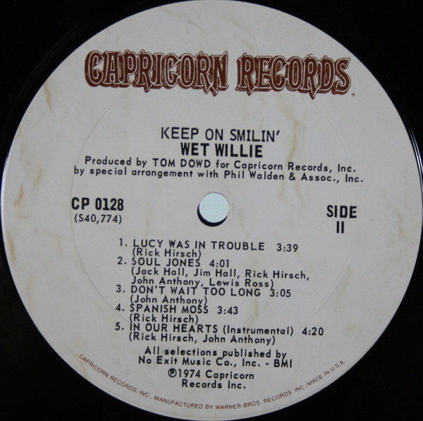 Wet Willie - Keep On Smilin' (LP, Album, Ter)