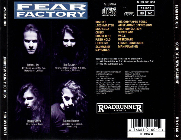 Fear Factory - Soul Of A New Machine (CD, Album)