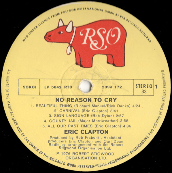 Eric Clapton - No Reason To Cry (LP, Album)