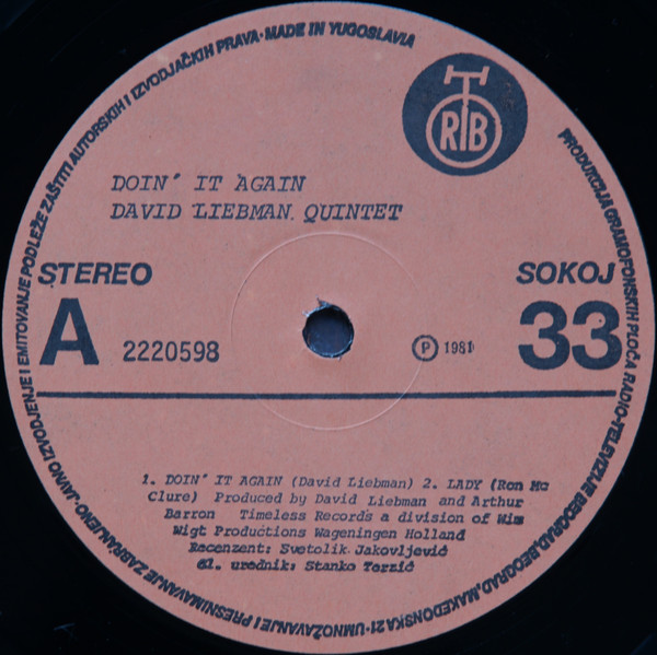 The David Liebman Quintet - Doin' It Again (LP, Album)