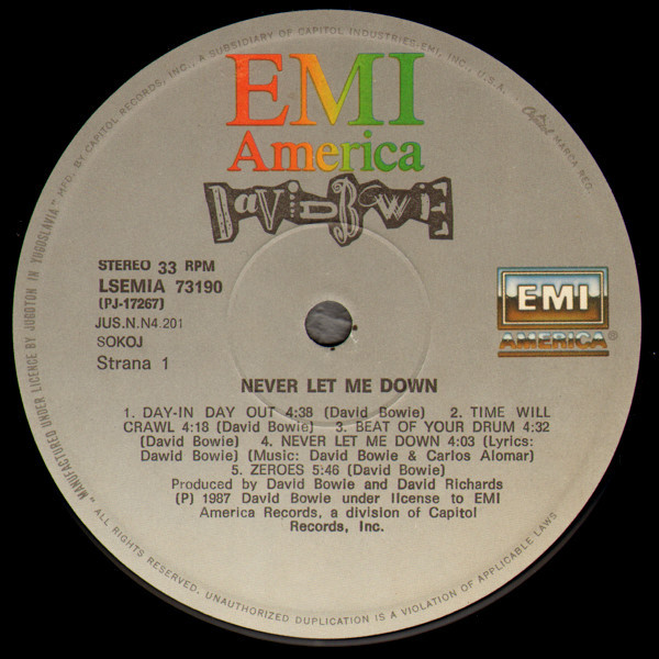 David Bowie - Never Let Me Down (LP, Album)