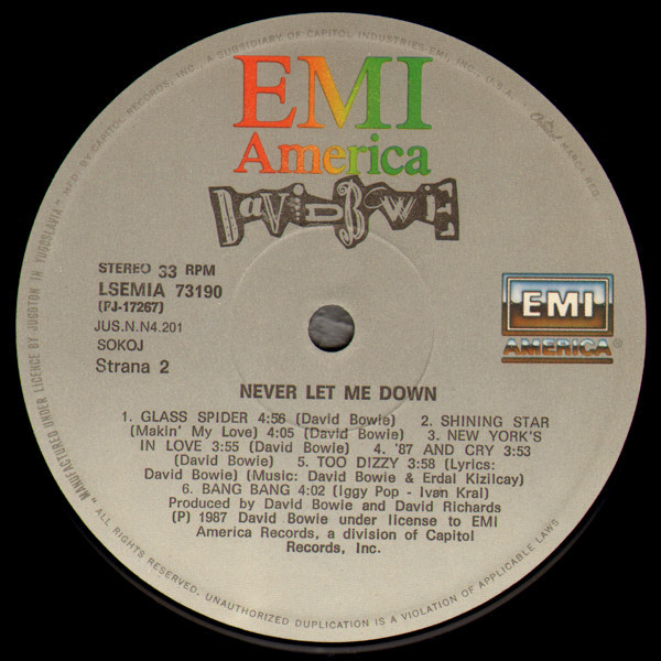 David Bowie - Never Let Me Down (LP, Album)