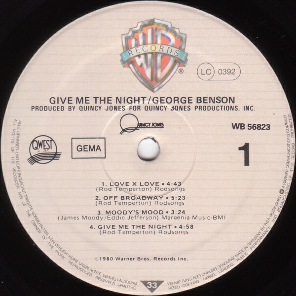 George Benson - Give Me The Night (LP, Album)