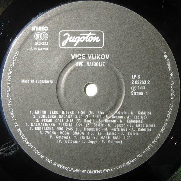 Vice Vukov - Sve Najbolje 1 (LP, Comp)