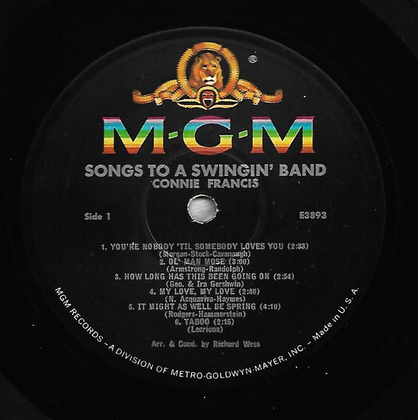 Connie Francis - Songs To A Swinging Band (LP, Album, Mono)