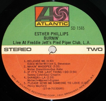 Esther Phillips - Burnin' (Live At Freddie Jett's Pied Piper, L.A.) (LP, Album, Phi)
