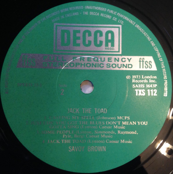 Savoy Brown - Jack The Toad (LP, Album, Gre)