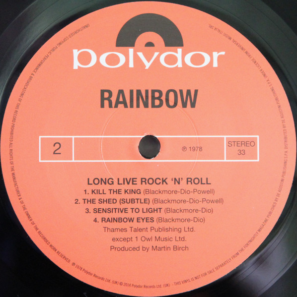 Rainbow - Long Live Rock 'N' Roll (LP, Album, RE, 180)