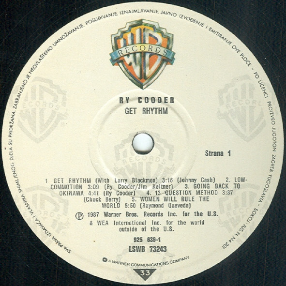 Ry Cooder - Get Rhythm (LP, Album)