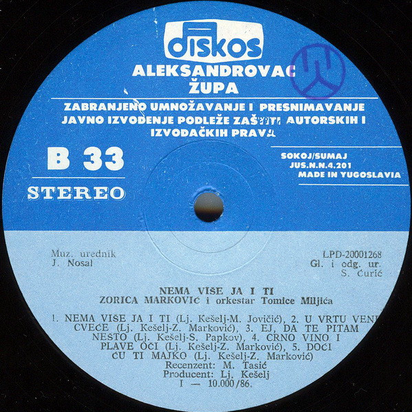 Zorica Marković - Nema Više Ja I Ti (LP, Album)