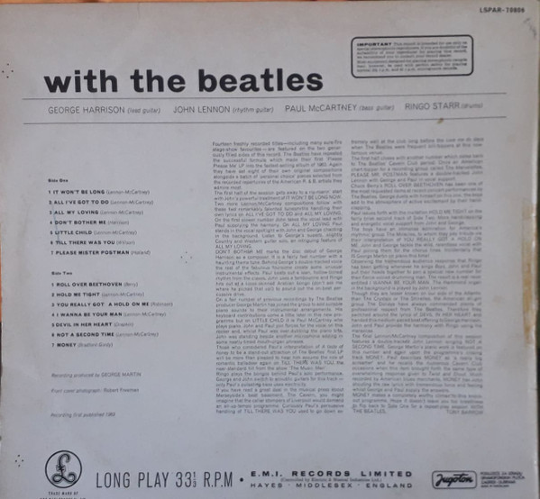 The Beatles - With The Beatles (LP, Album, RE)