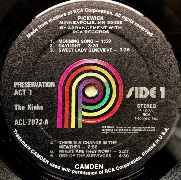 The Kinks - Preservation Act 1 (LP, Album, RE)