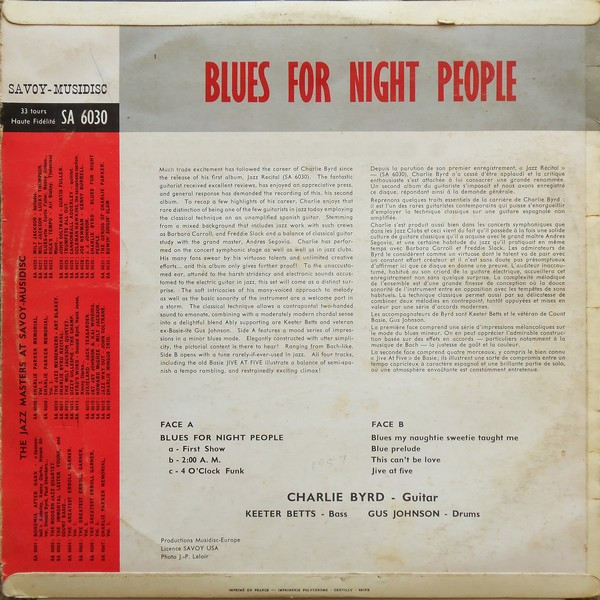 Charlie Byrd - Blues For Night People (LP, Album, RE)
