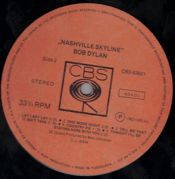 Bob Dylan - Nashville Skyline (LP, Album, RE)