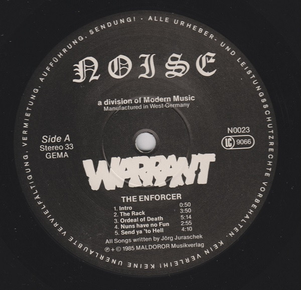 Warrant (3) - The Enforcer (LP, Album)