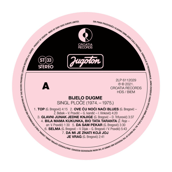 Bijelo Dugme - Singl ploče (1974. - 1980.) (2xLP, Comp, Dlx, RE, RM)