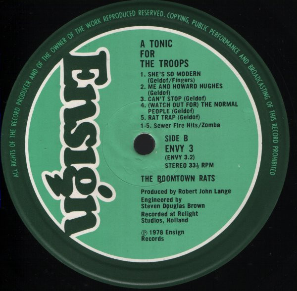 The Boomtown Rats - A Tonic For The Troops (LP, Album, Gre)