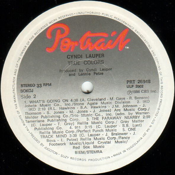 Cyndi Lauper - True Colors (LP, Album)