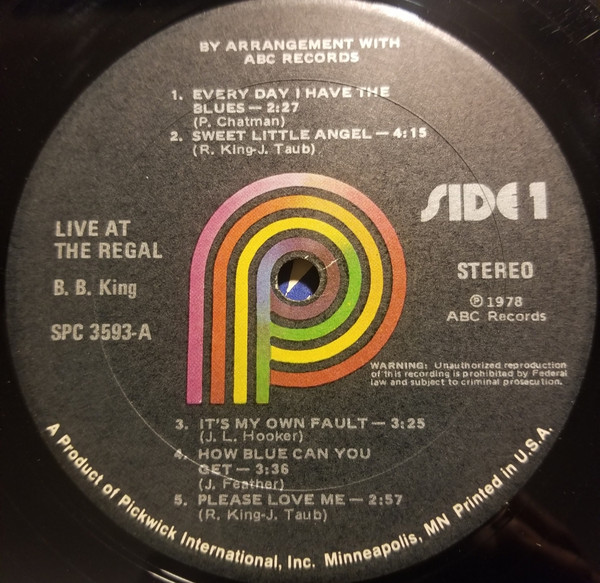B.B. King - Live At The Regal (LP, Album, RE)