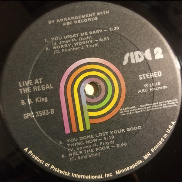 B.B. King - Live At The Regal (LP, Album, RE)