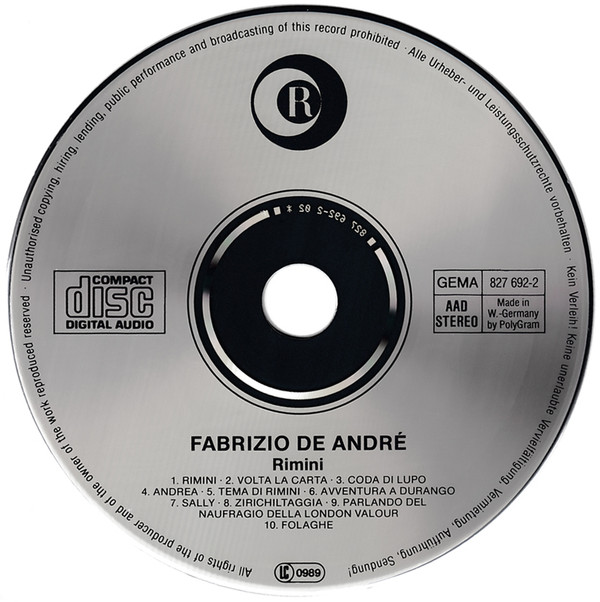 Fabrizio De Andre'* - Rimini (CD, Album, RE)