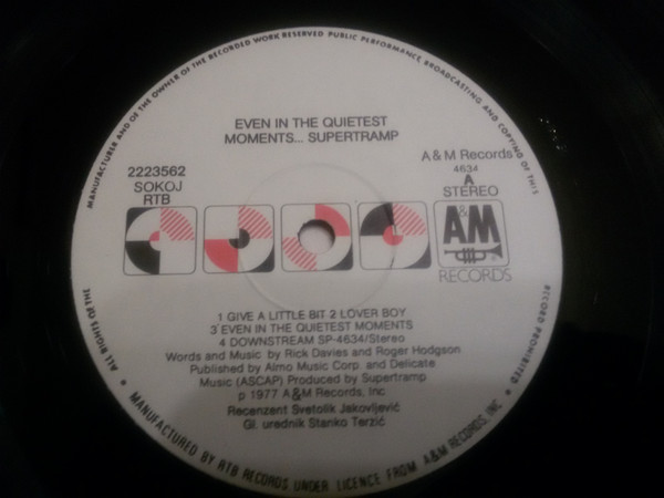 Supertramp - Even In The Quietest Moments... (LP, Album, RE)